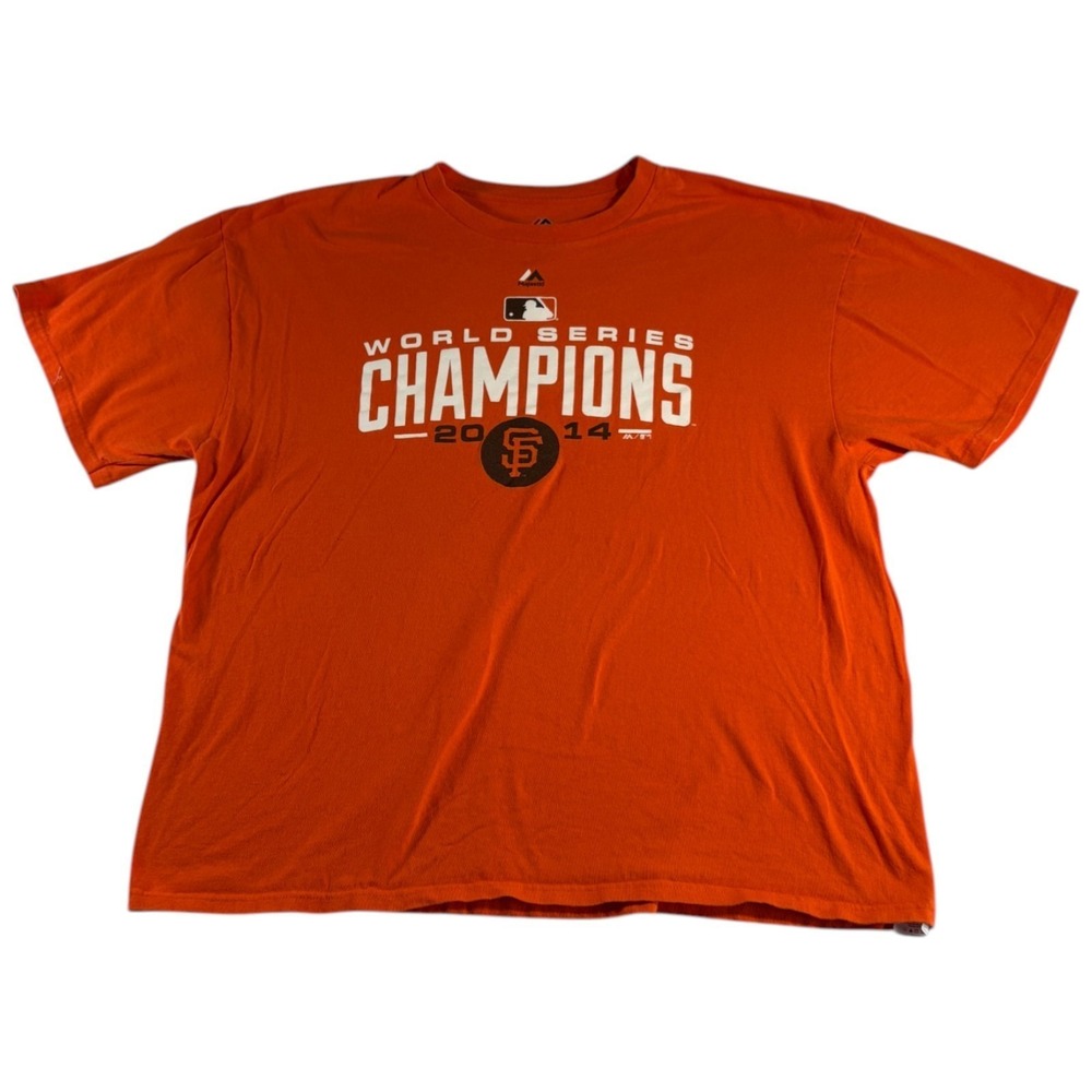 San Francisco Giants Shirt Mens 2XL Orange Majestic MLB World Series Champions
